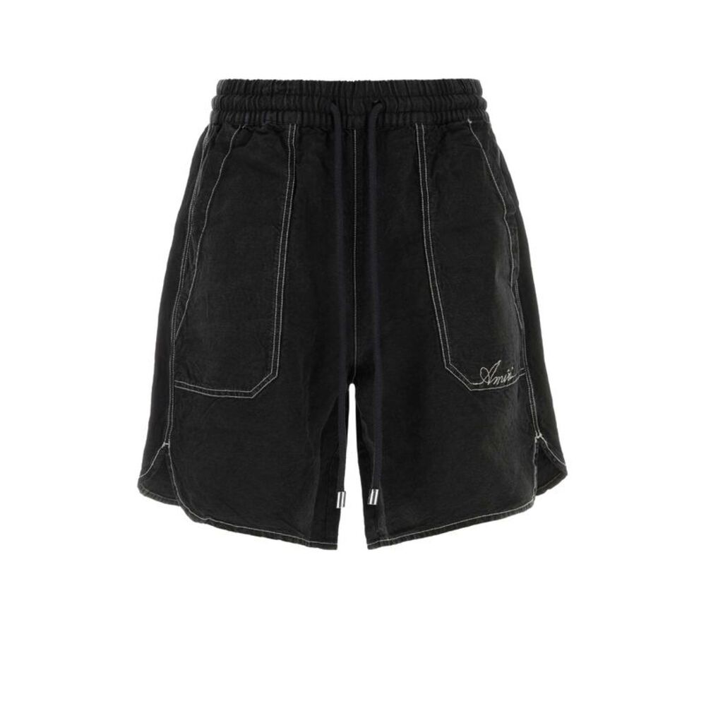 Amiri Men Black Linen Blend Bermuda Shorts